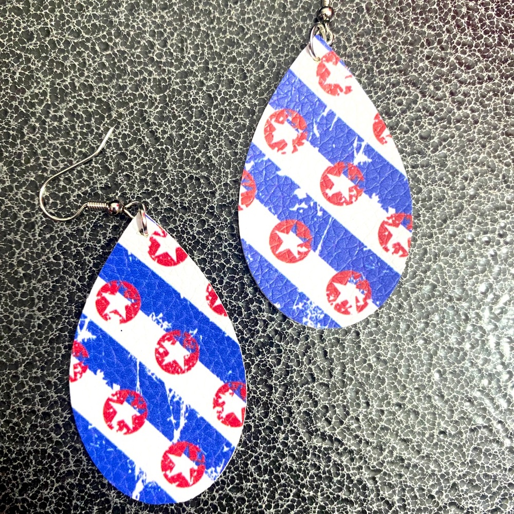 Faux leather earrings.
